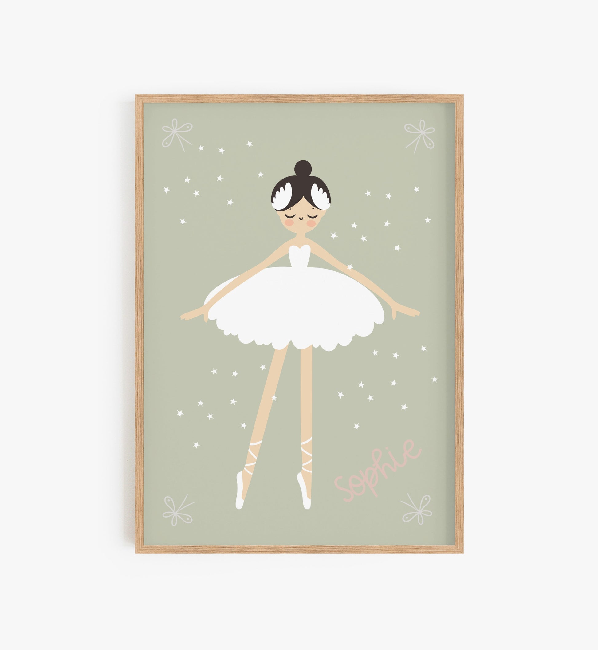 Personalised girls wall print, personalised ballet dancer print, ballet dancer wall decor, ballet theme nursery decor