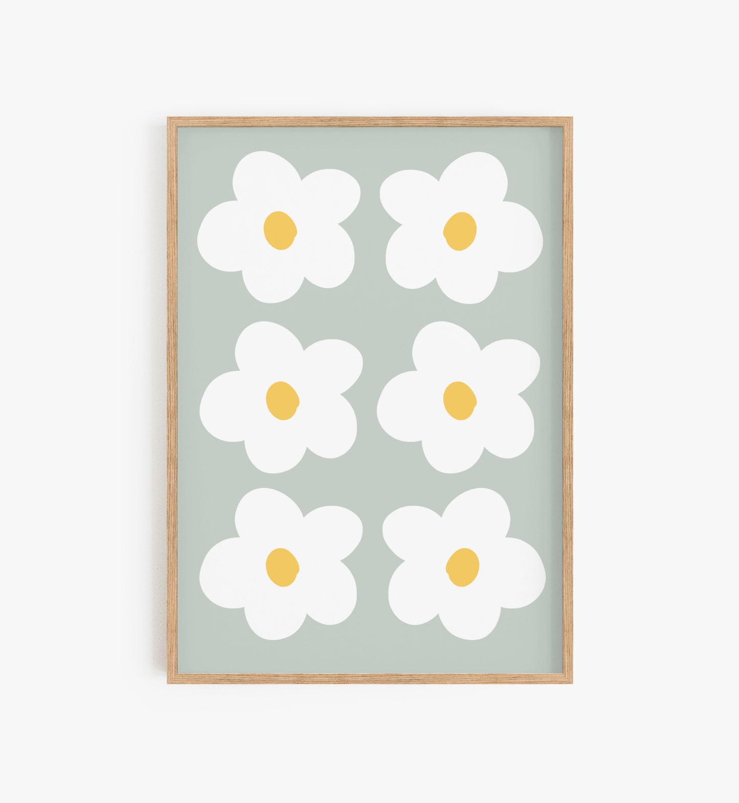 60s flower print, Little Daisy - Baby Blue, Daisy Flowers Print, Flower Wall Print