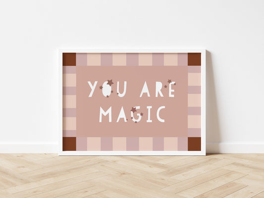 Pink You are Magic, Scandi nursery print uk, Childrens wall art prints