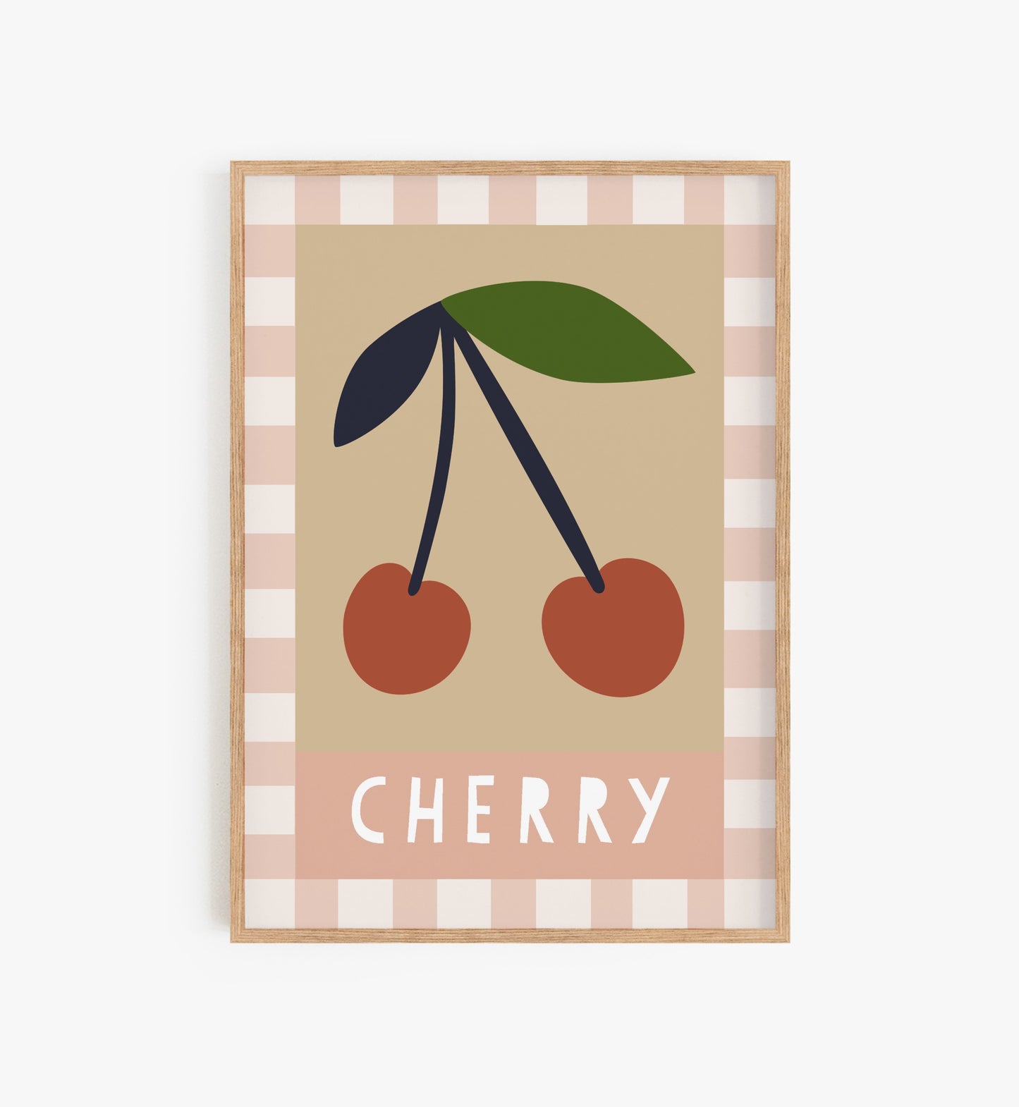 Pink Cherry Print, kids Cherry print, Cherry print for nursery uk