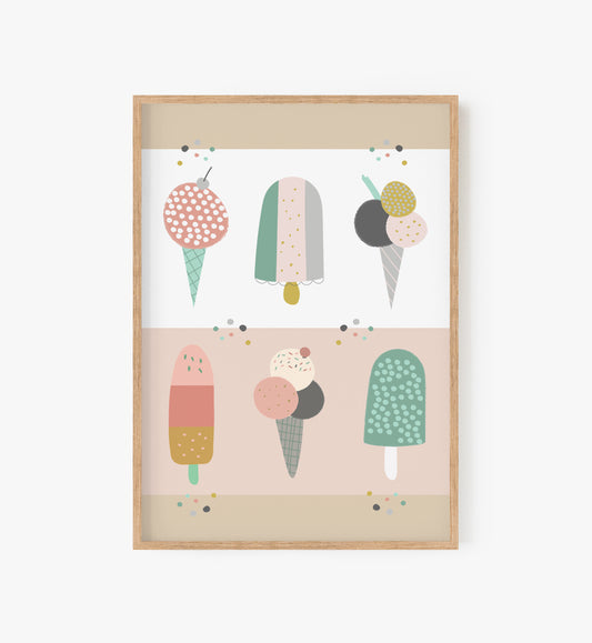 Ice cream print, nursery decor, ice cream, ice cream decor, kitchen wall decor