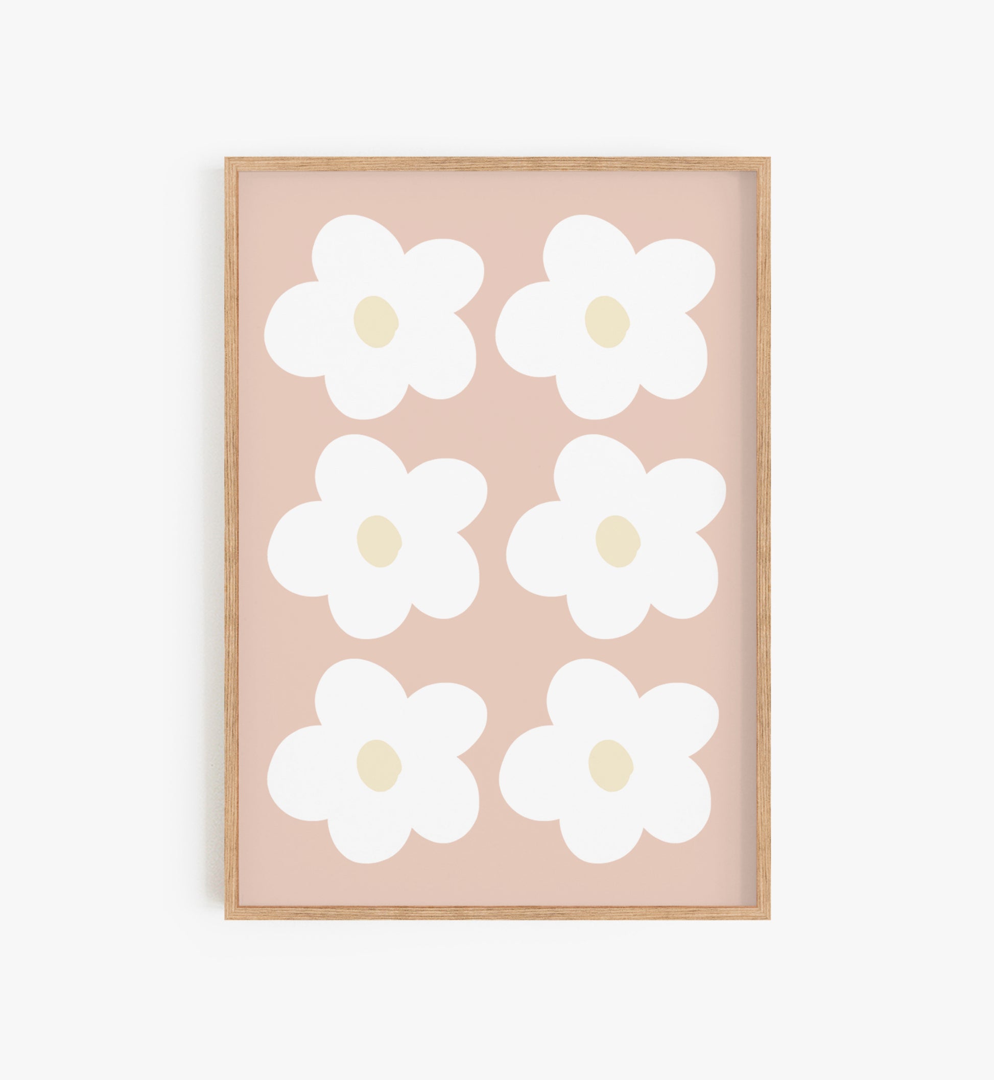 Scandi Pale Pink Nursery Daisy Flowers Print, Flower Wall Print, Flower Wall Decor nursery