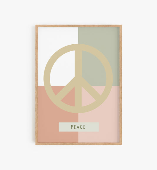 Modern Pastel Pink Peace Print, Pink Peace Sign Print, Pink girls room