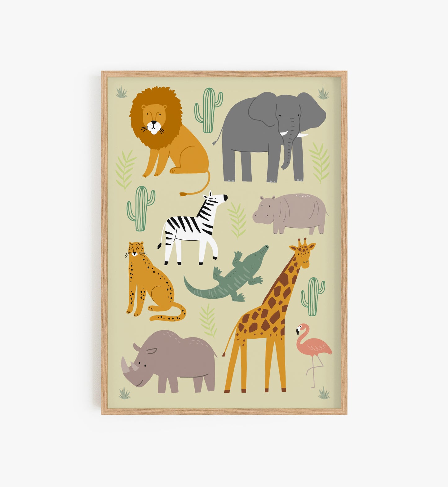 Safari Animals Chart Nursery print, Kids Lion Picture, Kids Safari