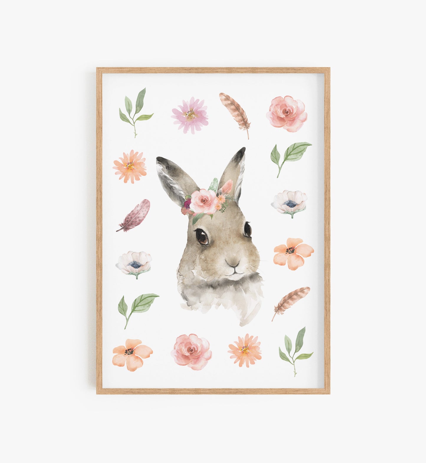 Pretty bunny print. Woodland nursery art at Chloes House. Shop for woodland nursery accessories, woodland animal nursery décor, woodland animal wall art. 