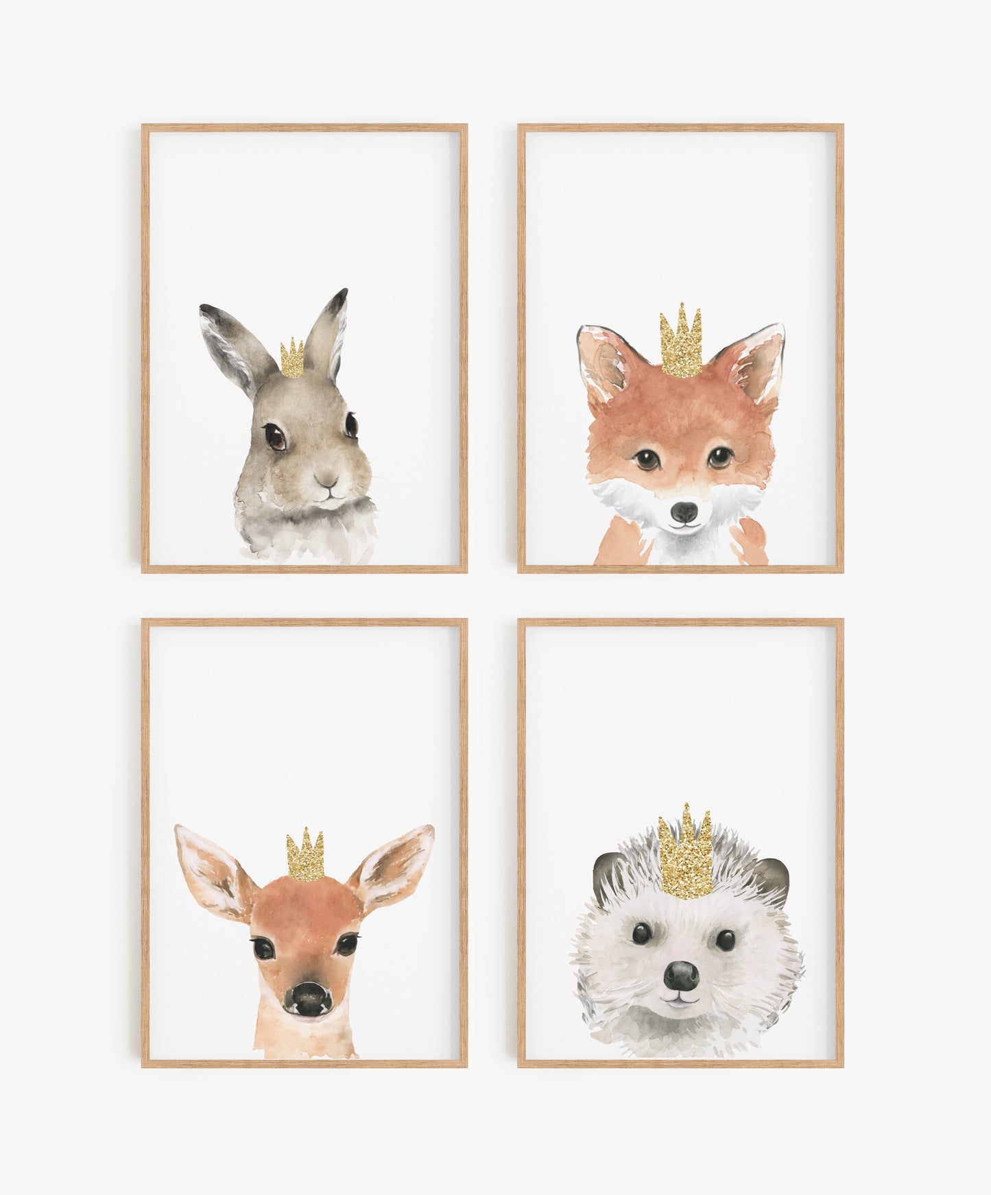 Crown prints Hedgehog, Woodland nursery print, Cute Hedgehog print