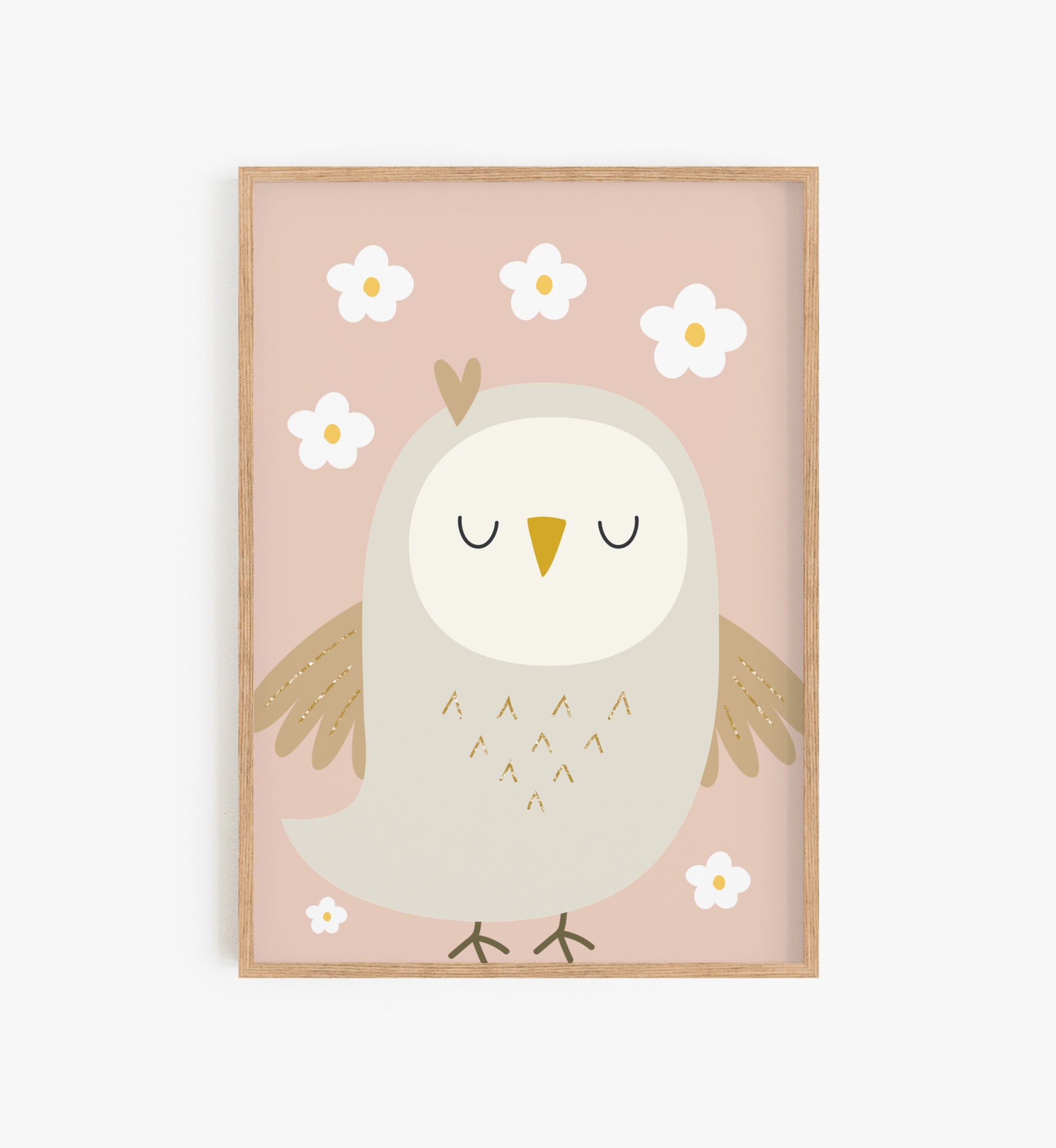 Cute Owl Pink Nursery Print, Owl Decor for kids, Cute Owl Picture