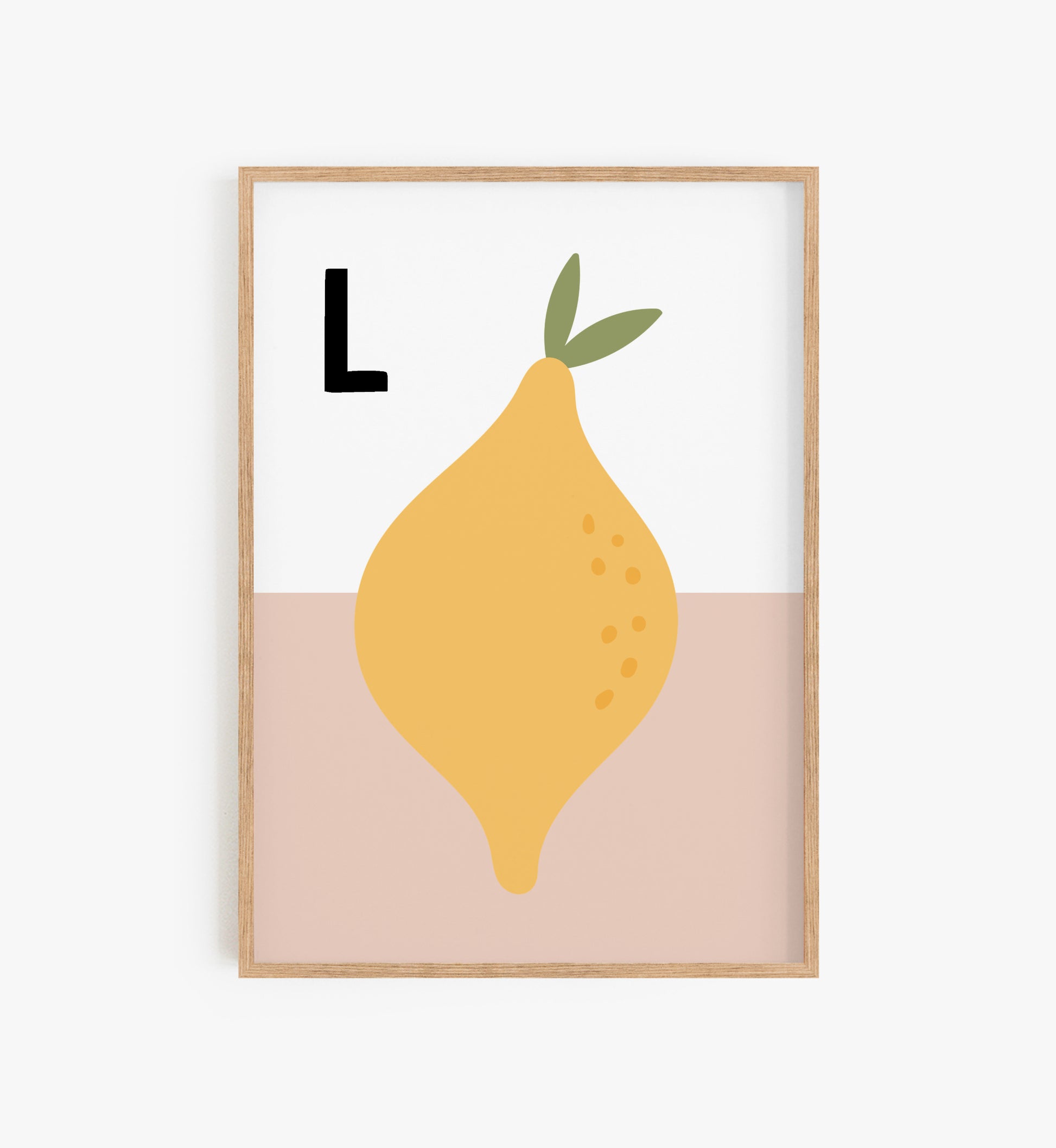 L is for Lemon print, Lemon alphabet letters print, letter and picture wall print